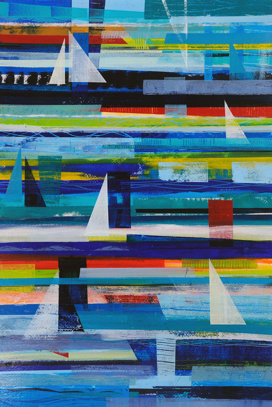 Colorful beachy sailing painting